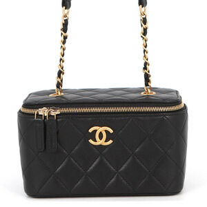 Chanel Chain Shoulder Bag Vanity Matelassé Coco Mark Lambskin AP2550 CHANEL B...